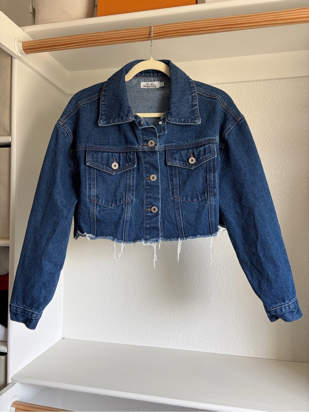Holly Mueller x Beginning Boutique Dark Denim Cropped Jacket - Cropped Denim